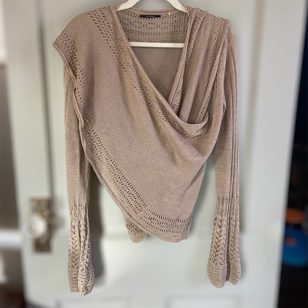 Elie Tahari Knit Waterfall Front/ Wrap Cardigan